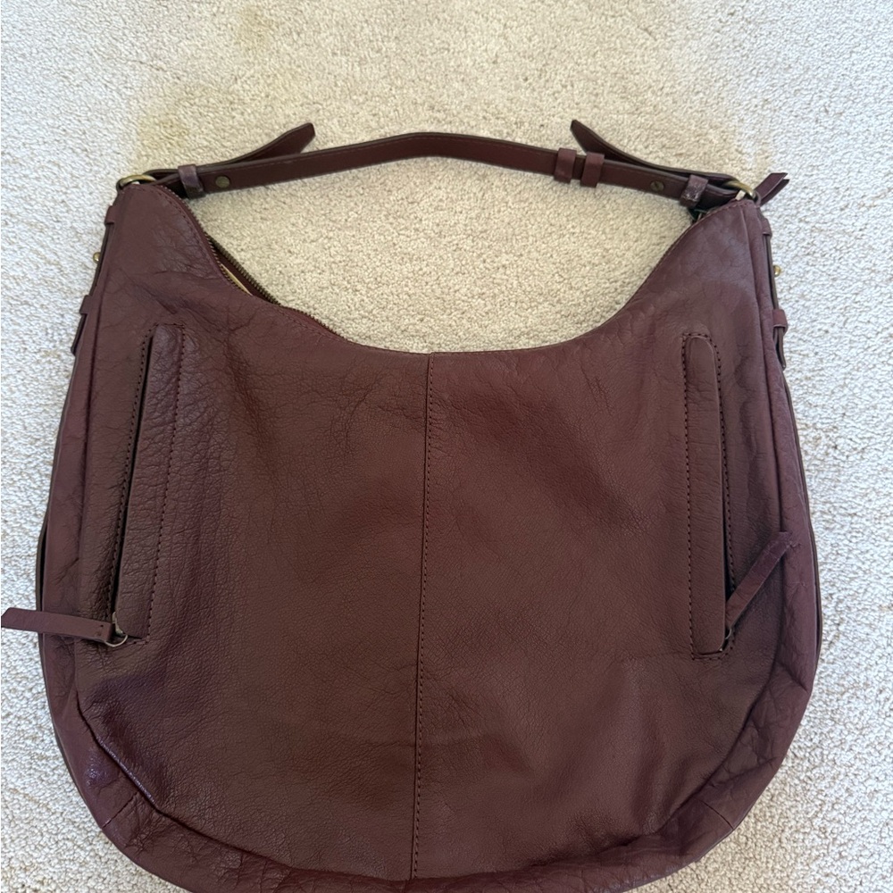 Elegant Burgundy Lucky Brand Leather Hobo Bag